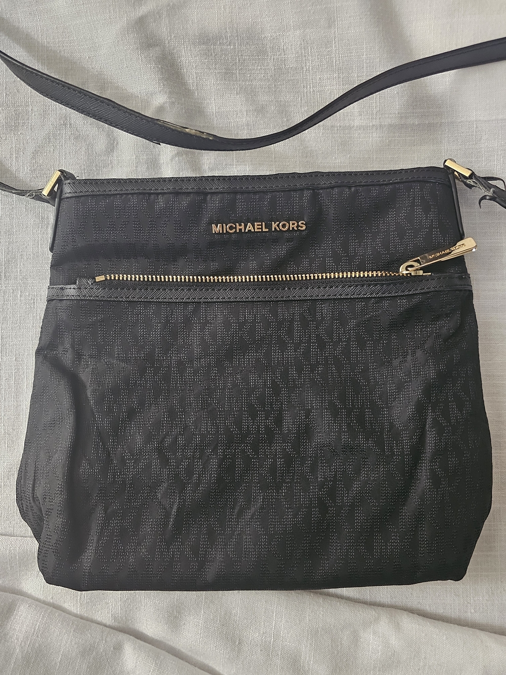 Michael Kors Black Crossbody Bag with Gold Hardware Accents
